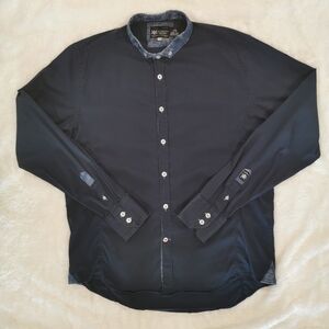 Aragaza Made in Spain Soft Iron Long Sleeve Button Down Shirt in Blue - Sz XL